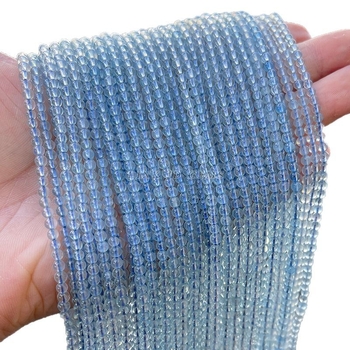 Jingde Jewelry 7A φυσικές στρογγυλές χάντρες ακουαμαρινίτη, ελεύθερες χάντρες για DIY βραχιόλια, επεξεργασία κοπή και άλεση