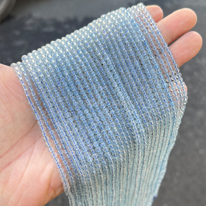 Jingde Jewelry 7A φυσικές στρογγυλές χάντρες ακουαμαρινίτη, ελεύθερες χάντρες για DIY βραχιόλια, επεξεργασία κοπή και άλεση