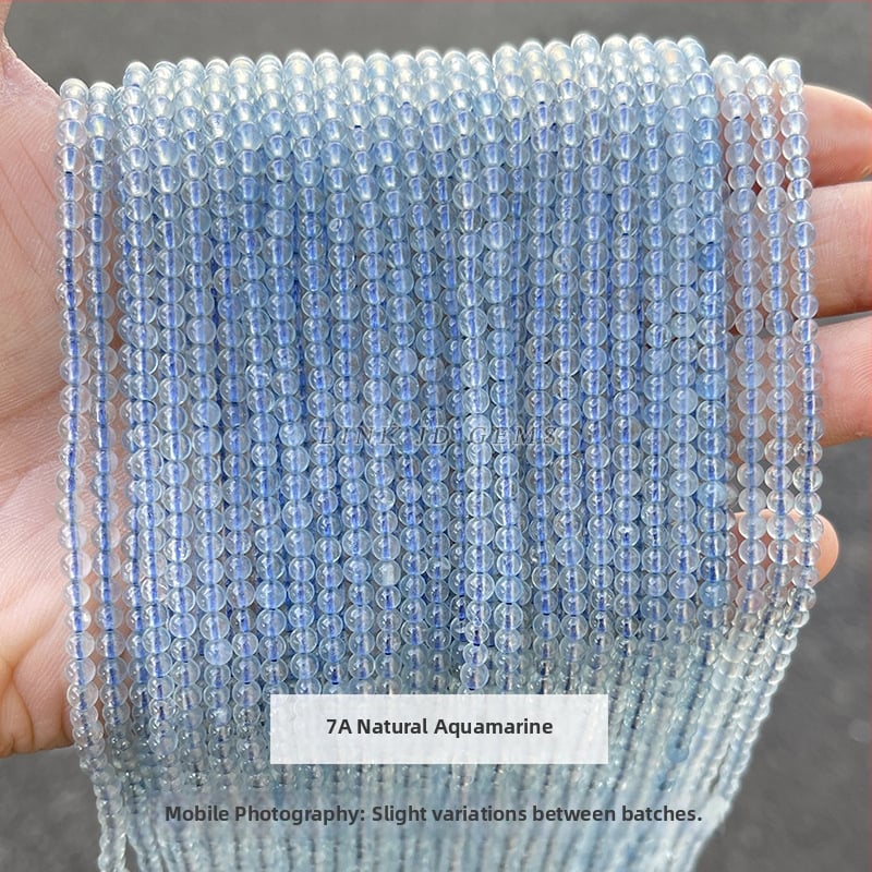 Jingde Jewelry 7A φυσικές στρογγυλές χάντρες ακουαμαρινίτη, ελεύθερες χάντρες για DIY βραχιόλια, επεξεργασία κοπή και άλεση