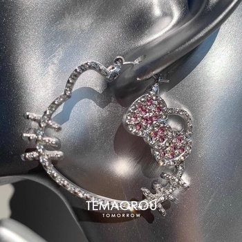 Cercei cu personaje de desene animate, aliaj, placare electrolitică, stil coreean, proaspăt și dulce