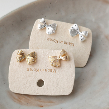 Cercei cu nod în formă de arc, din cupru, placare cu aur real, știfturi din argint 925, stil lux lejer