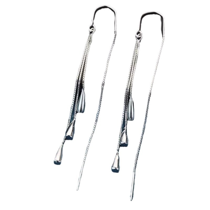 Cercei - formă picătură cu ciucuri, materiale mixte, placare electroplatinată, stil prințesă