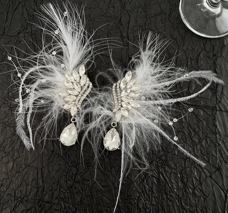 Cercei cu pene de perle, pentru femei, inspirat de mireasa coreeana, stil prințesă, proaspăt și dulce, materiale mixte, placare electroplating