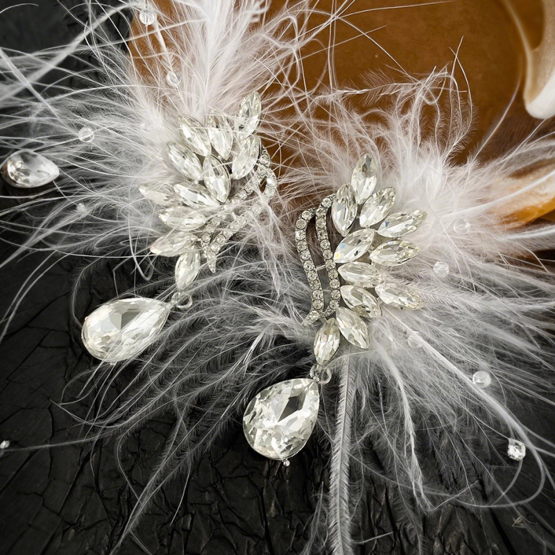 Cercei cu pene de perle, pentru femei, inspirat de mireasa coreeana, stil prințesă, proaspăt și dulce, materiale mixte, placare electroplating