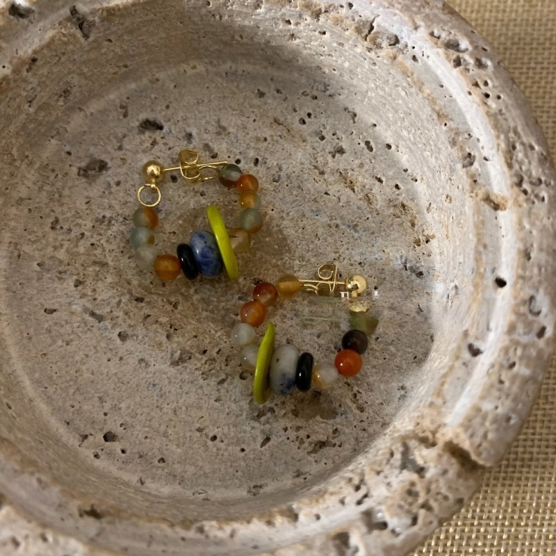 Cercei cu mărgele în stil retro geometric, bază din aliaj, electroplacare, știft din oțel inoxidabil, unisex