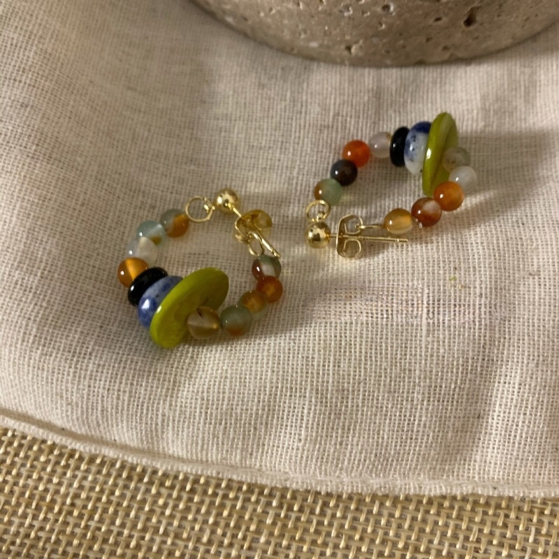 Cercei cu mărgele în stil retro geometric, bază din aliaj, electroplacare, știft din oțel inoxidabil, unisex