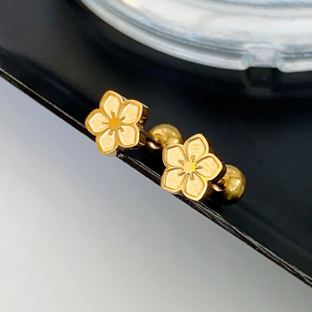 Cercei cu șurub din oțel titan, floare cu cinci petale, Mori seria, stil zână, accesorii pentru urechi, toamnă 2025