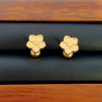 Cercei cu șurub din oțel titan, floare cu cinci petale, Mori seria, stil zână, accesorii pentru urechi, toamnă 2025