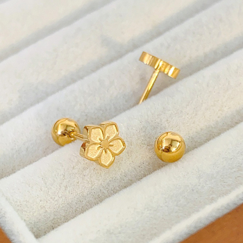 Cercei cu șurub din oțel titan, floare cu cinci petale, Mori seria, stil zână, accesorii pentru urechi, toamnă 2025