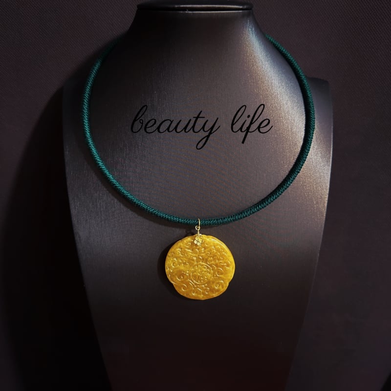 Colier cu pandantiv din topaz și lanț cu șnur, reglabil 21–50 cm, 200 g, origine Liaoning