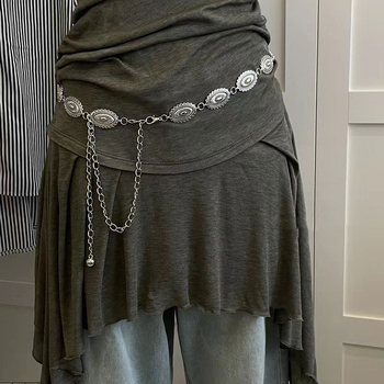 Lant de talie pentru rochie cu lanț gravat — Material: Metal; Cataramă: Aliaj; Închidere: Cârlig; Finisaj: Gravare; Stil: Punk/Street/Personal