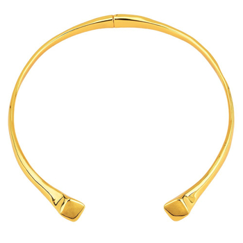Colier tip guler din metal, design geometric, pandantiv din palladium și lanț în stil Chopard | Greutate: 103 | Pentru femei