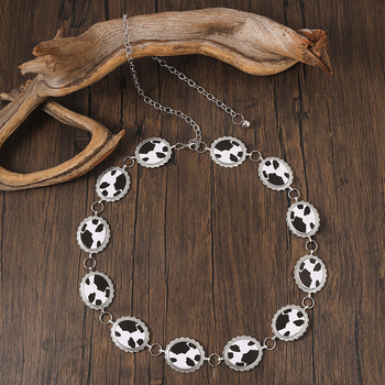 Csípőlánc, fém, denim stílus, egyszem körcsattal, 135 cm hosszú, 4 cm széles