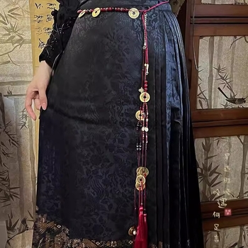 Hanfu pás s chvostom - ručne vyrobený zliatinový doplnok pre ženský etnický štýl, letná edícia 2025