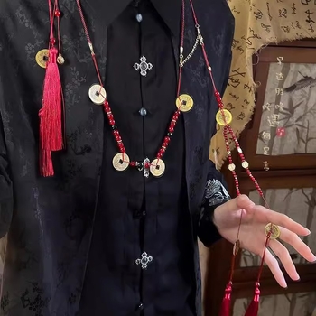 Hanfu pás s chvostom - ručne vyrobený zliatinový doplnok pre ženský etnický štýl, letná edícia 2025