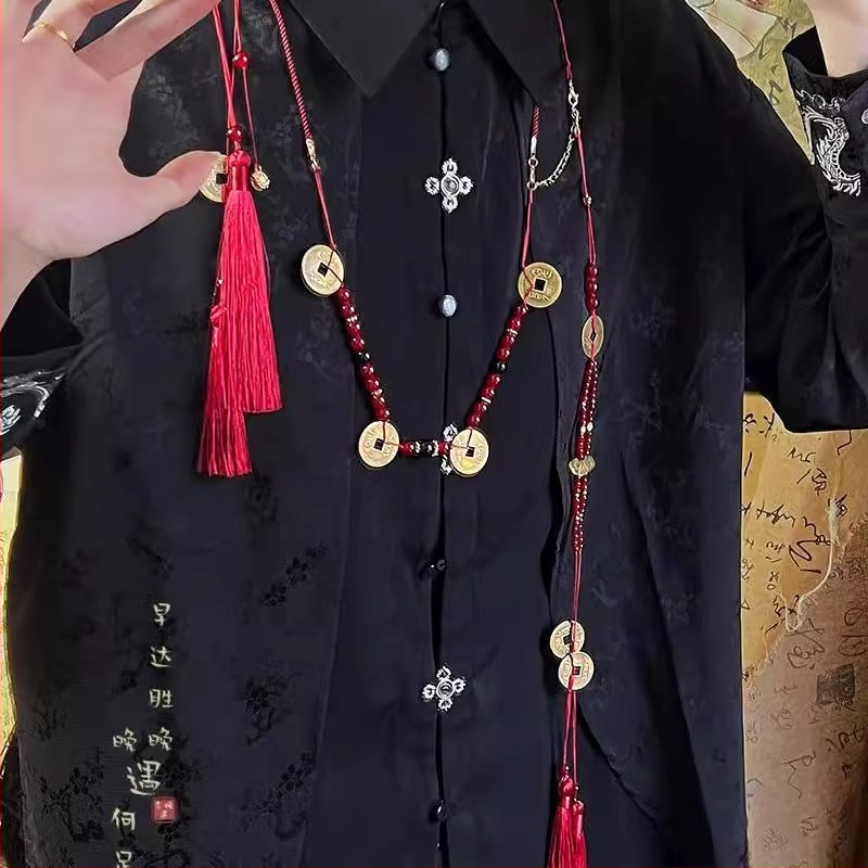 Hanfu pás s chvostom - ručne vyrobený zliatinový doplnok pre ženský etnický štýl, letná edícia 2025