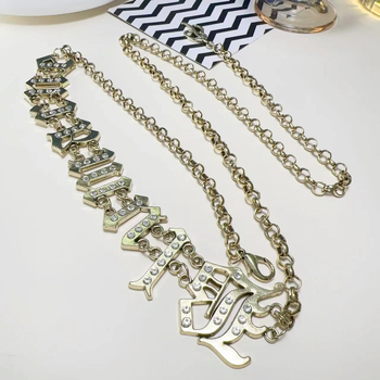 Lanț talie cu literă diamantată și pandantiv-notă muzicală, bijuterii din aliaj pentru femei