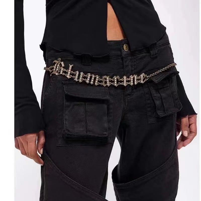 Lanț talie cu literă diamantată și pandantiv-notă muzicală, bijuterii din aliaj pentru femei