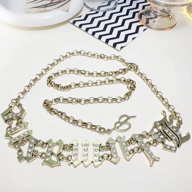 Lanț talie cu literă diamantată și pandantiv-notă muzicală, bijuterii din aliaj pentru femei