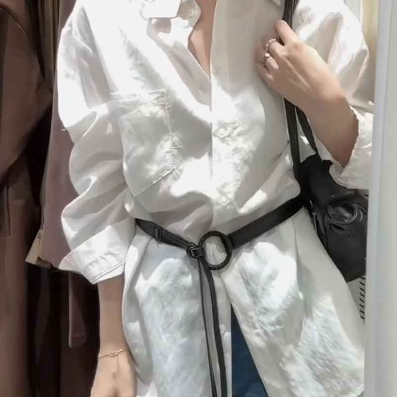 Brăţară de talie subțire din piele sintetică cu cataramă rotundă, stil coreean, design de nișă, accesoriu versatil pentru talie; Material: piele sintetică; Cataramă: PU; Închidere: cârlig