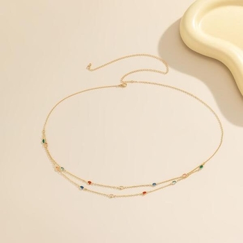 Youni kovový pásový retiazka pre ženy – viacvrstvový tenký dizajn, 80–100 cm, dvojité kruhové slučky