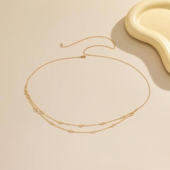 Youni kovový pásový retiazka pre ženy – viacvrstvový tenký dizajn, 80–100 cm, dvojité kruhové slučky