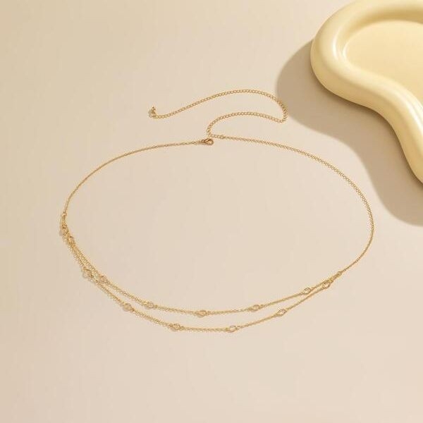 Youni kovový pásový retiazka pre ženy – viacvrstvový tenký dizajn, 80–100 cm, dvojité kruhové slučky