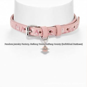 Kožni ovratnik-nakit s grafitom slova Saturn, 925 srebrni privjesak, klavikularna lanac, pojasnog stila, personalizirani trend.