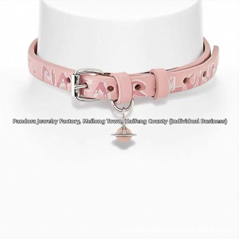 Kožni ovratnik-nakit s grafitom slova Saturn, 925 srebrni privjesak, klavikularna lanac, pojasnog stila, personalizirani trend.