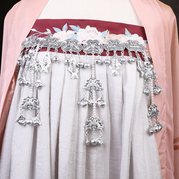 Pásový reťaz s príveskom zvončeka v tvare mesiaca ryby, Tang štýl retro pre ženy, elektroplátovanie