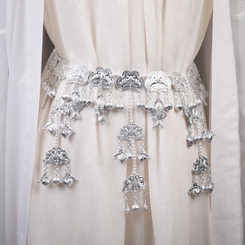 Pásový reťaz s príveskom zvončeka v tvare mesiaca ryby, Tang štýl retro pre ženy, elektroplátovanie