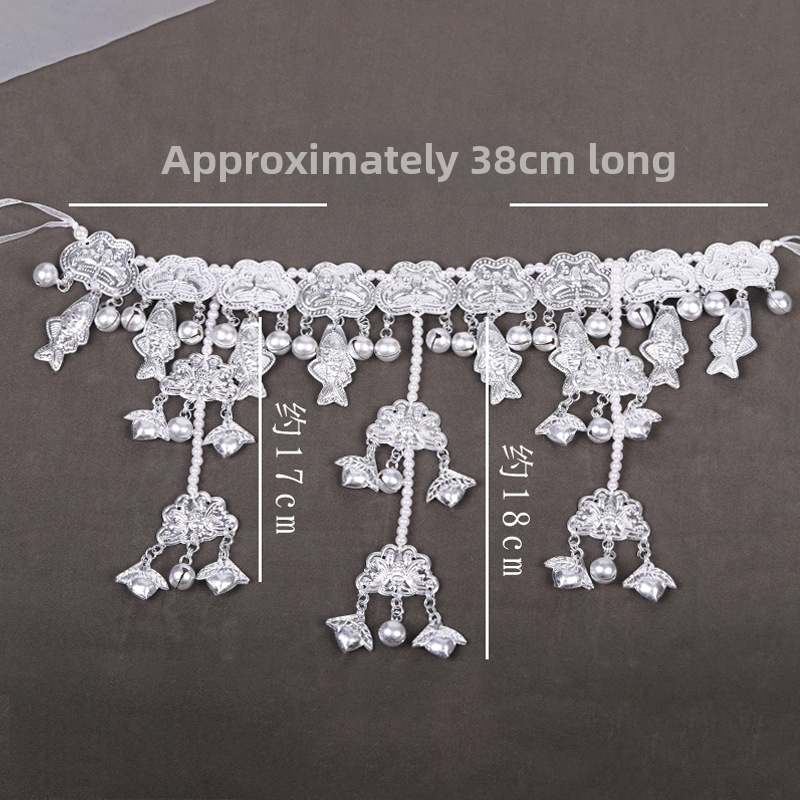 Pásový reťaz s príveskom zvončeka v tvare mesiaca ryby, Tang štýl retro pre ženy, elektroplátovanie