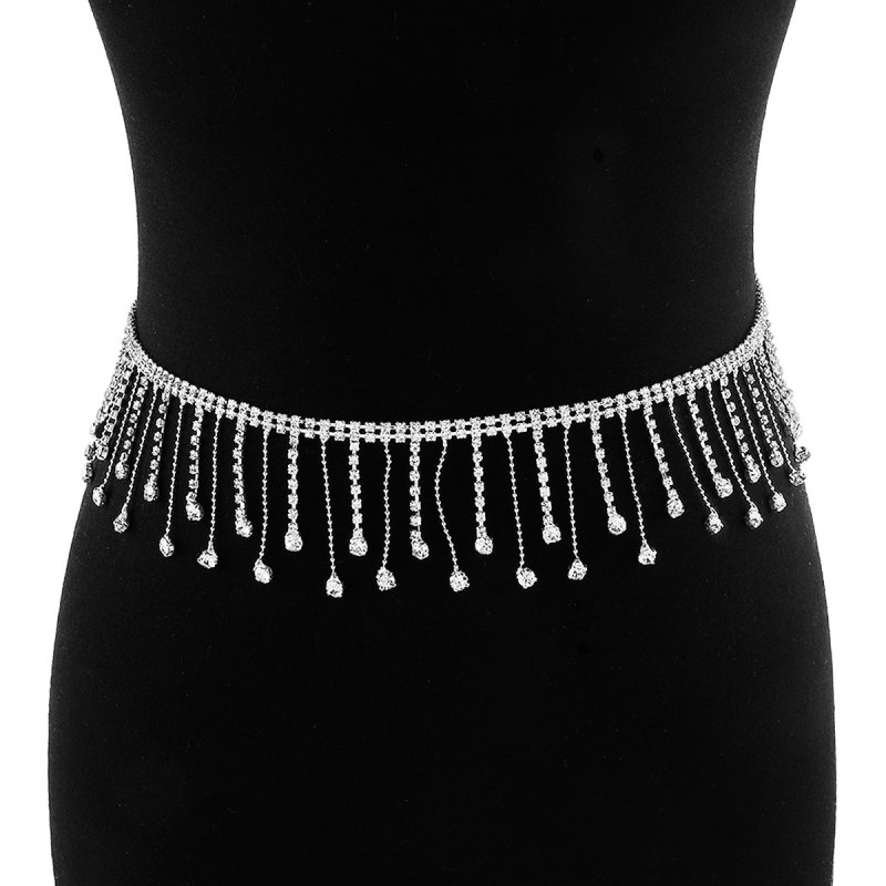 Bedreni lanac - rhinestones geometrijski dizajn, elektroplatirani spoj, ženski stil