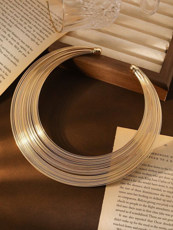 Colier metalic cu mai multe straturi, lanț clavicular, pandant din aliaj, greutate 80 g