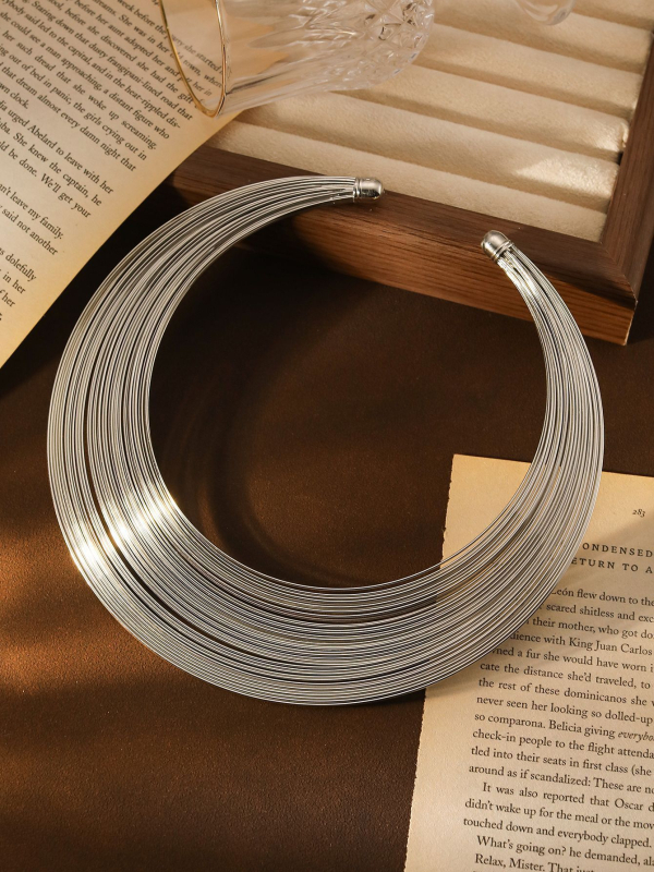 Colier metalic cu mai multe straturi, lanț clavicular, pandant din aliaj, greutate 80 g