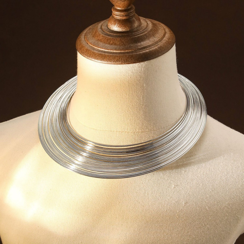 Colier metalic cu mai multe straturi, lanț clavicular, pandant din aliaj, greutate 80 g