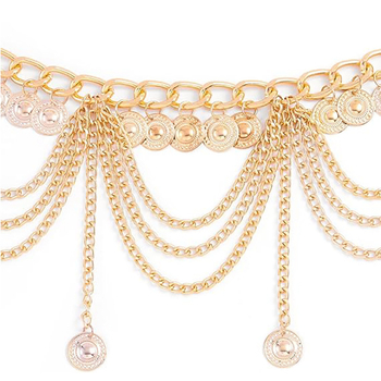 Exotický pás cez boky s mincami pre Hanfu, elektroplatovaný zinkoový zliatina