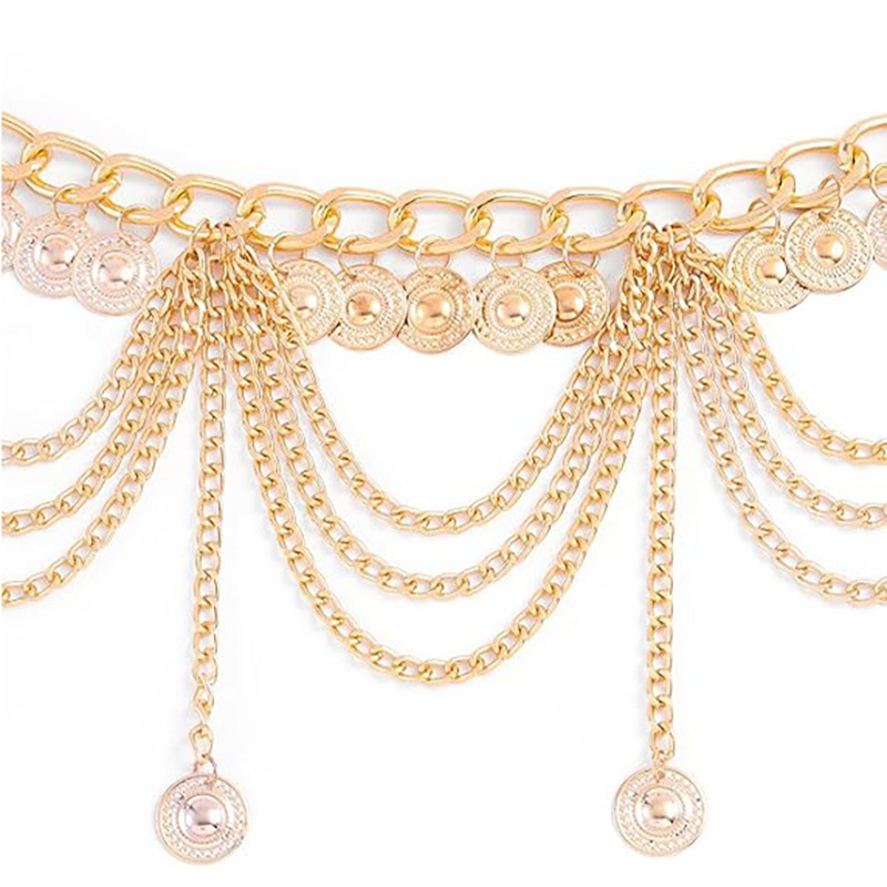 Exotický pás cez boky s mincami pre Hanfu, elektroplatovaný zinkoový zliatina