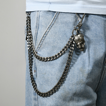 Reťaz na pás zo zliatiny zinku, unisex dizajn s motívom lebky, bez vsadiek