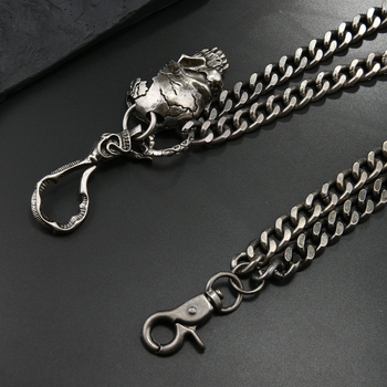 Reťaz na pás zo zliatiny zinku, unisex dizajn s motívom lebky, bez vsadiek