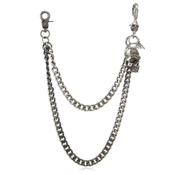 Reťaz na pás zo zliatiny zinku, unisex dizajn s motívom lebky, bez vsadiek