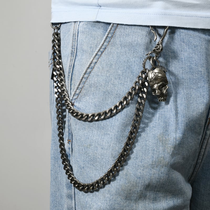 Reťaz na pás zo zliatiny zinku, unisex dizajn s motívom lebky, bez vsadiek