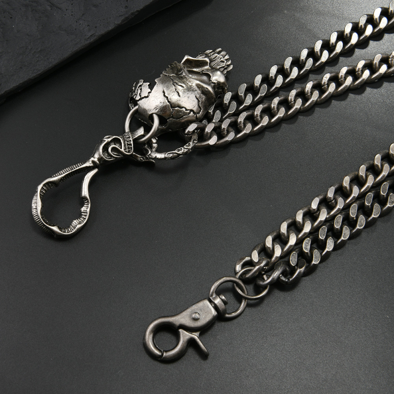 Reťaz na pás zo zliatiny zinku, unisex dizajn s motívom lebky, bez vsadiek