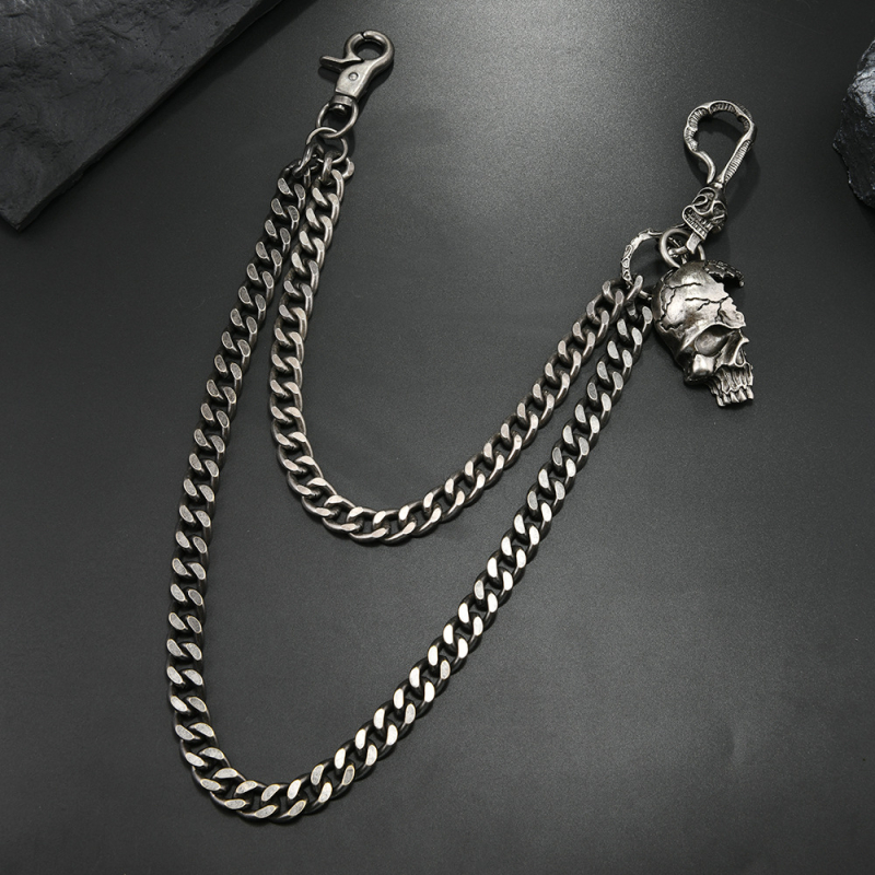 Reťaz na pás zo zliatiny zinku, unisex dizajn s motívom lebky, bez vsadiek