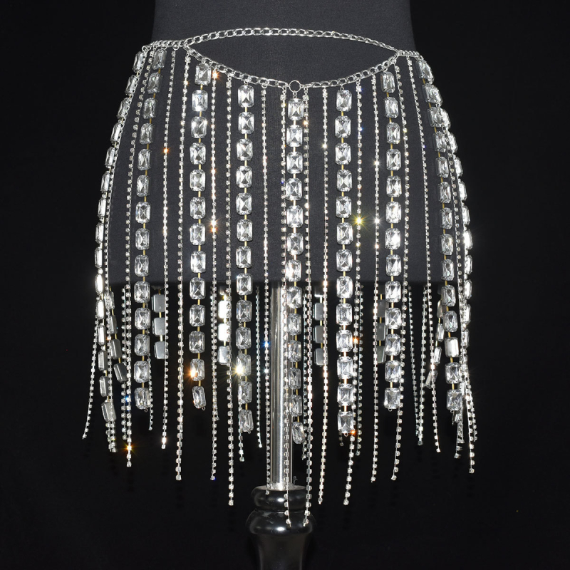 Set tijela lančića s resicama za belly dance — bakrena elektroplatina, rhinestones kristali, veliki kristali