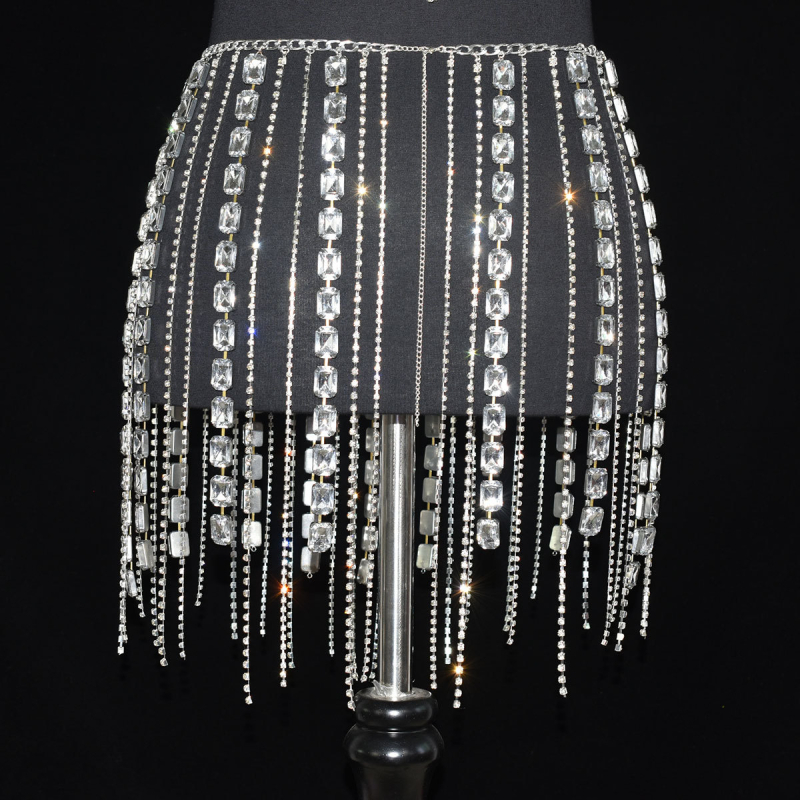 Set tijela lančića s resicama za belly dance — bakrena elektroplatina, rhinestones kristali, veliki kristali