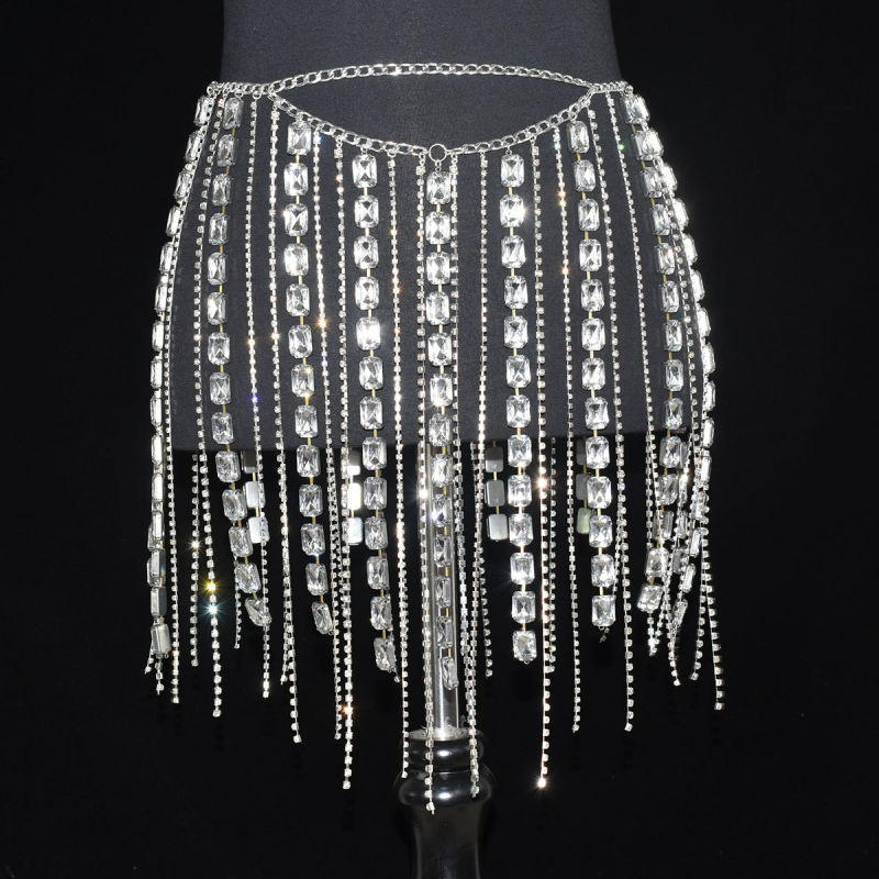 Set tijela lančića s resicama za belly dance — bakrena elektroplatina, rhinestones kristali, veliki kristali