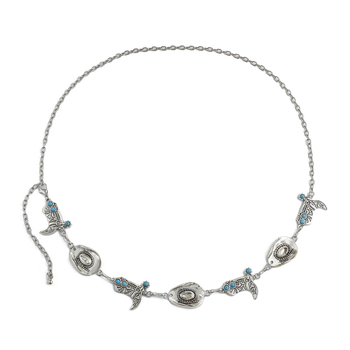 Bedrový reťaz s geometrickým príveskom, elektroplátovaný kov, ženský jednoduchý štýl