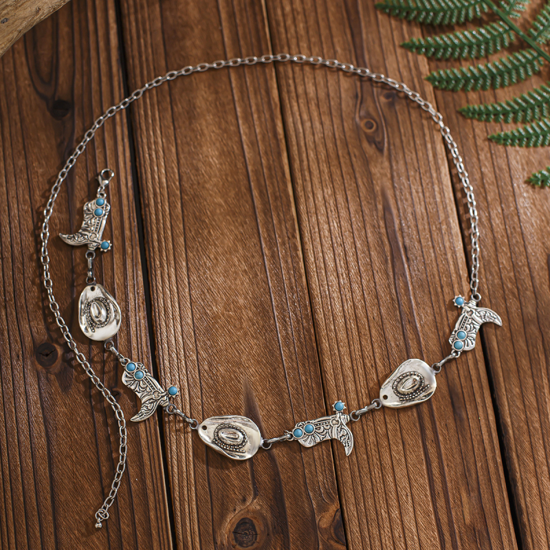 Bedrový reťaz s geometrickým príveskom, elektroplátovaný kov, ženský jednoduchý štýl