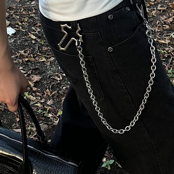 Metalni kaišni lanac za hlače s motivom zmije i križem, elektroplatirano, hip-hop stil